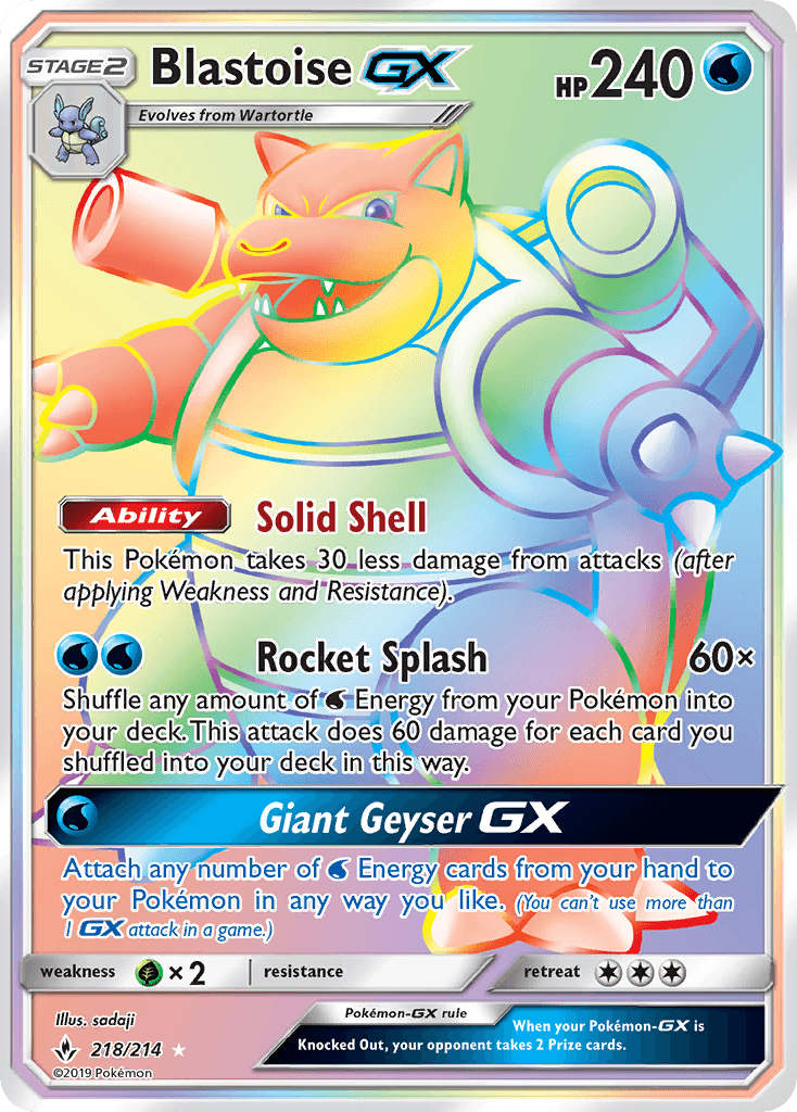 Blastoise-GX printed card