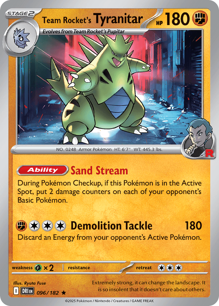 Team Rocket's Tyranitar printed card